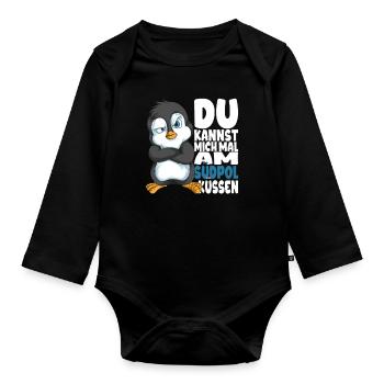 Kannst mich mal am Südpol küssen Pinguine - Baby Bio-Langarm-Body - Schwarz - Vorne