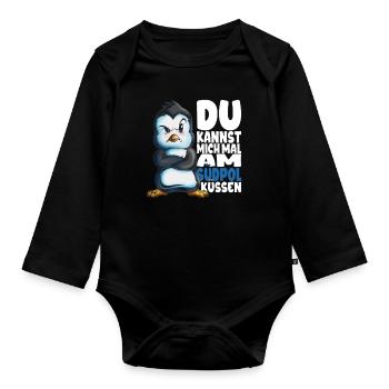 Kannst mich mal am Südpol küssen Pinguine - Baby Bio-Langarm-Body - Schwarz - Vorne