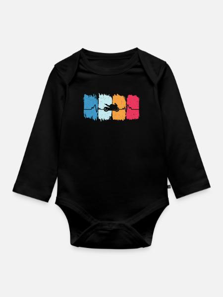 Motorrad herzschlag retro t-shirt motorbike - Baby Bio-Langarm-Body - Schwarz