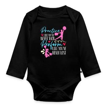 Pratique du cheerleading comme vous n’avez jamais applaudi - Body Bébé bio manches longues - noir - Devant
