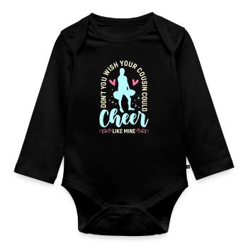 Cheerleading Ne souhaitez-vous pas que votre cousin applaudisse - Body Bébé bio manches longues - noir - Devant
