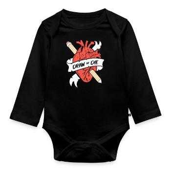 Zeichne oder stirb - Künstler lustig - Baby Bio-Langarm-Body - Schwarz - Vorne