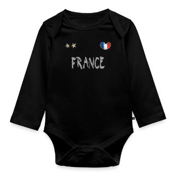 Maillot de football France Drapeau français - Body Bébé bio manches longues - noir - Devant