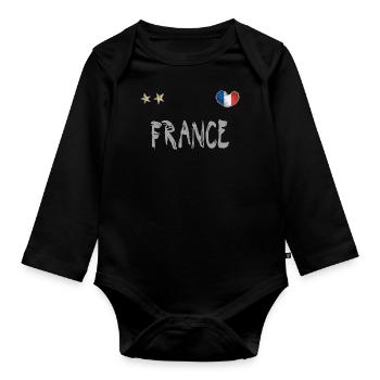 Maillot de football France Drapeau français - Body Bébé bio manches longues - noir - Devant