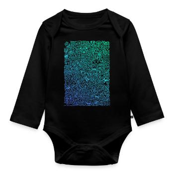 Doodle Paragliders color gradient - Baby Bio-Langarm-Body - Schwarz - Vorne