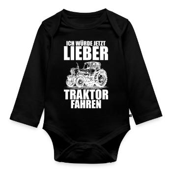 Landwirt Bauer Farmer - Baby Bio-Langarm-Body - Schwarz - Vorne
