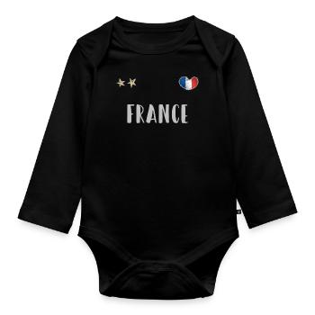 Maillot de football France Drapeau français - Body Bébé bio manches longues - noir - Devant
