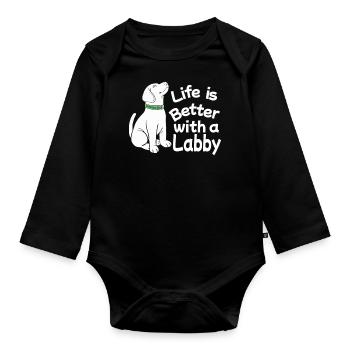 Labrador Dog Dog owner Mistress Mr. Wau - Organic Longsleeve Baby Bodysuit - black - Front