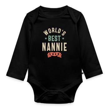 La meilleure nounou du monde - Grand-mère - Body Bébé bio manches longues - noir - Devant