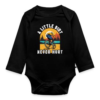 Funny mountain biker saying - Organic Longsleeve Baby Bodysuit - black - Front