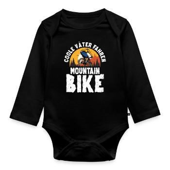 Mountain Bike Papa Vater - Baby Bio-Langarm-Body - Schwarz - Vorne
