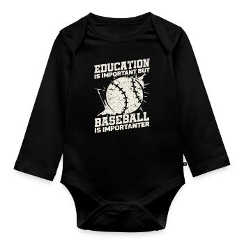 L’éducation est importante, mais les joueurs de baseball sportif - Body Bébé bio manches longues - noir - Devant
