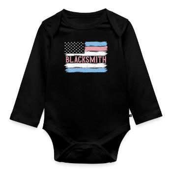 US Pride Smith Metal Work Gift Idea - Baby Bio-Langarm-Body - Schwarz - Vorne