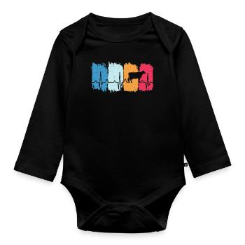 kühe retro herzschlag t-shirt kuh kühe - Baby Bio-Langarm-Body - Schwarz - Vorne