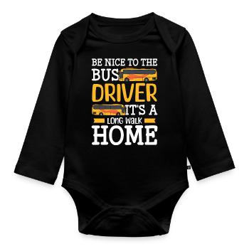 Driver Bus driver Coach - Organic Longsleeve Baby Bodysuit - black - Front