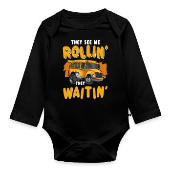 Bus Occupation Work Transport - Organic Longsleeve Baby Bodysuit - black - Front