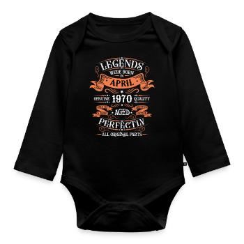 Years of excellence April 1970 Gift - Organic Longsleeve Baby Bodysuit - black - Front