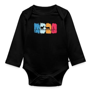 ziegen retro herzschlag t-shirt ziege - Baby Bio-Langarm-Body - Schwarz - Vorne