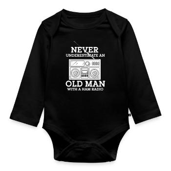 Ham Radio Amateur Radio Opa - Baby Bio-Langarm-Body - Schwarz - Vorne