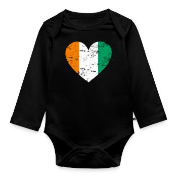 Elfenbeinküste Flaggenherz - Baby Bio-Langarm-Body - Schwarz - Vorne
