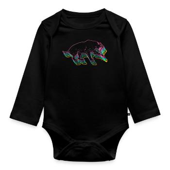Säbelzahntiger - Baby Bio-Langarm-Body - Schwarz - Vorne