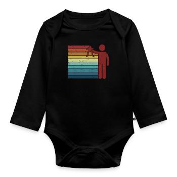 Retro Toad Tadpole Tree Frog Frog Catcher - Organic Longsleeve Baby Bodysuit - black - Front