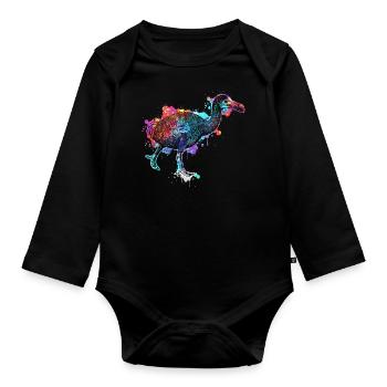 Dodo - oiseau disparu incapable de voler - Body Bébé bio manches longues - noir - Devant