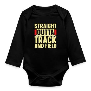 Track And Field Straight Outta Track And Running - Baby Bio-Langarm-Body - Schwarz - Vorne