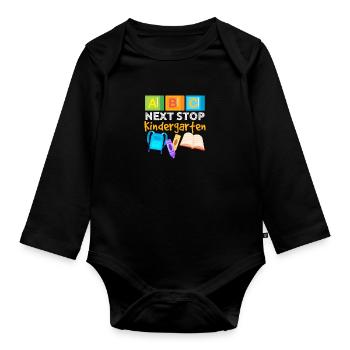 Kindergarten Child School Enrollment School Gift - Organic Longsleeve Baby Bodysuit - black - Front