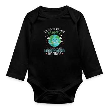 Kindergarten - Organic Longsleeve Baby Bodysuit - black - Front