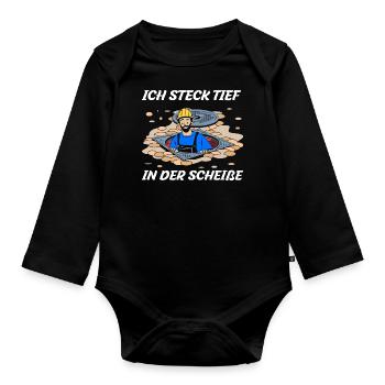Sewer workers - I'm deep in the shit - Organic Longsleeve Baby Bodysuit - black - Front