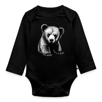 Bear - Organic Longsleeve Baby Bodysuit - black - Front