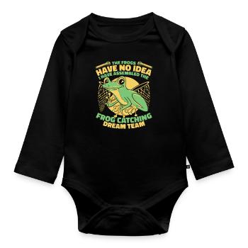The Frogs Have No Idea Laubfrosch Kröte Frosch - Baby Bio-Langarm-Body - Schwarz - Vorne