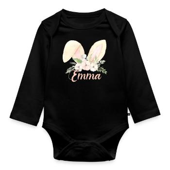 Hasenohren Emma - Baby Bio-Langarm-Body - Schwarz - Vorne