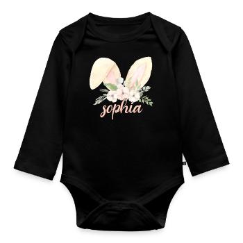 Hasenohren Sophia - Baby Bio-Langarm-Body - Schwarz - Vorne