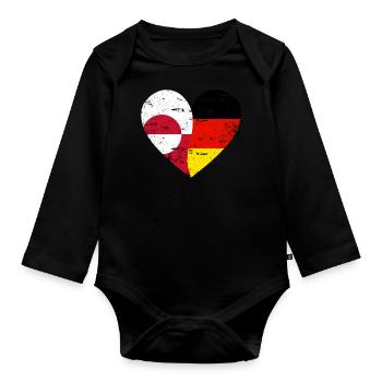 Groenland Allemagne Flag Heart - Body Bébé bio manches longues - noir - Devant