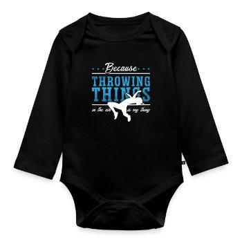 Track And Field Because Throwing Things Sprinting - Organic Longsleeve Baby Bodysuit - black - Front
