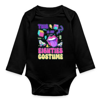 80er Cool - Baby Bio-Langarm-Body - Schwarz - Vorne