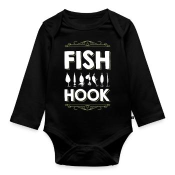 Pêche au poisson - Body Bébé bio manches longues - noir - Devant