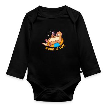 Loutre de mer Loutre Cadeau de loutre - Body Bébé bio manches longues - noir - Devant