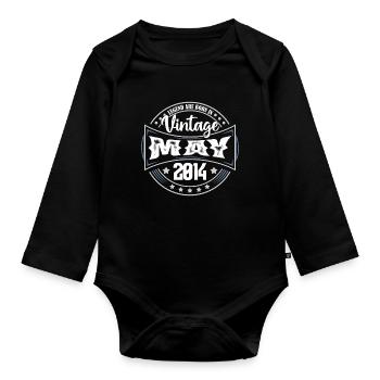 Mai 2014. Geburtstagsgeschenk Mai 2014. Mai - Baby Bio-Langarm-Body - Schwarz - Vorne