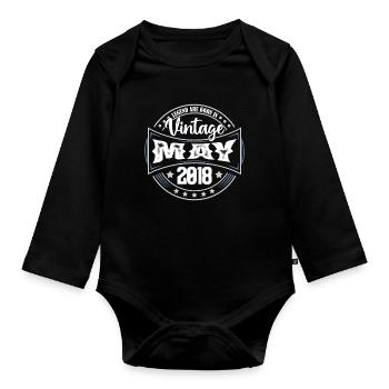 2018 May. Birthday gift May 2018. May - Organic Longsleeve Baby Bodysuit - black - Front