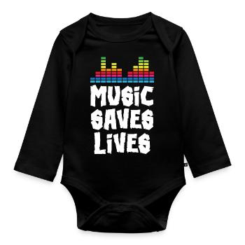 Music Saves Lives - Baby Bio-Langarm-Body - Schwarz - Vorne