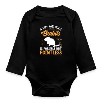 La vie sans rongeur gerbille Gerbille - Body Bébé bio manches longues - noir - Devant