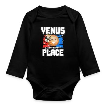 Venus Planet Gift - Organic Longsleeve Baby Bodysuit - black - Front
