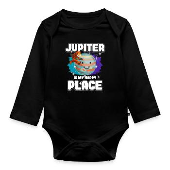 Jupiter Planet Gift - Organic Longsleeve Baby Bodysuit - black - Front