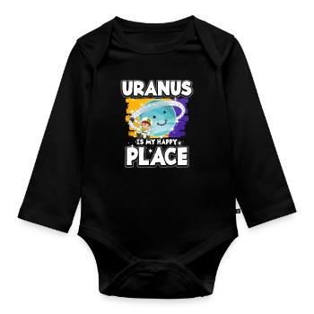 Uranus Planet Geschenk - Baby Bio-Langarm-Body - Schwarz - Vorne