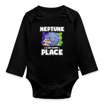 Neptun Planet Geschenk - Baby Bio-Langarm-Body - Schwarz - Vorne