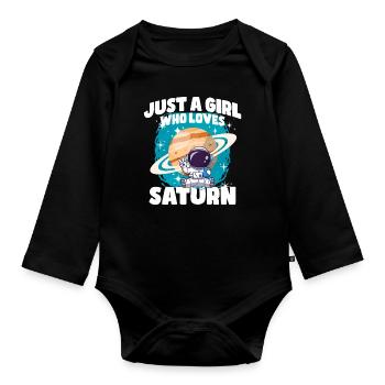 Fille Saturn Cadeau - Body Bébé bio manches longues - noir - Devant