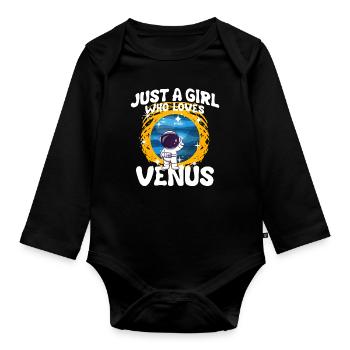 Girl Venus Gift - Organic Longsleeve Baby Bodysuit - black - Front